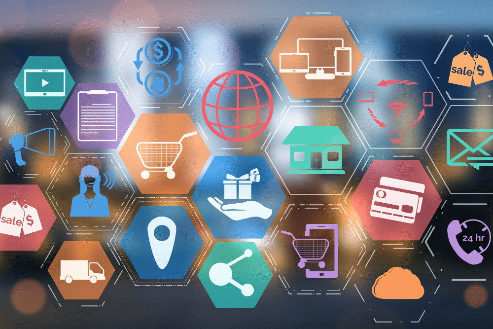 Different icons representing marketing channels